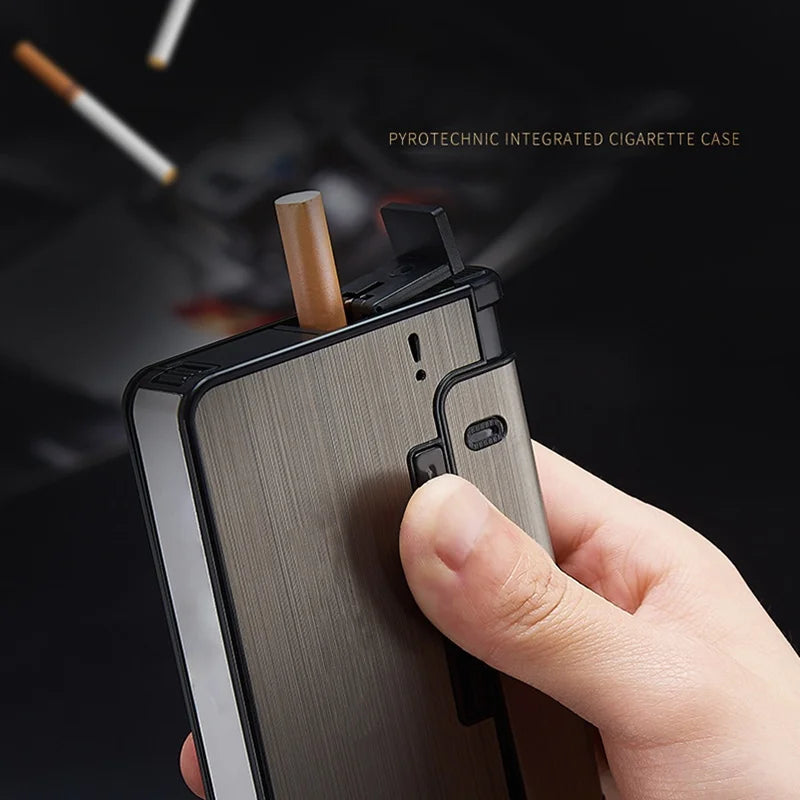 Portable Automatic Cigarette Case Metal Cigarette Holder Box for 10pcs King Size Cigarette Lighter Not Included Gift for Men Dad Peaceful Pleasures Health and Wellness
