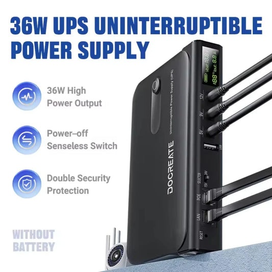 36W DC UPS Backup Power Supply For Router Cellphone Modem 5V/9V/12V/24V Output NO Battery EU/US Plug Uninterrupted Switching Peaceful Pleasures Health and Wellness