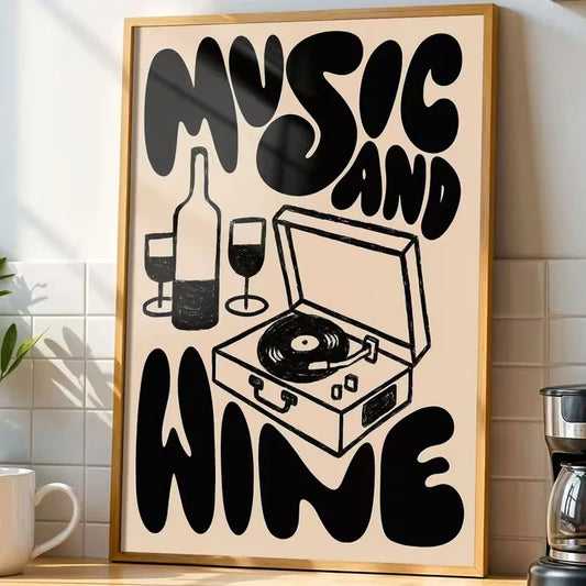 Music & Wine Canvas Wall Art Print | Home Décor Poster Canvas Wall Art Print Peaceful Pleasures Health and Wellness G4200 50x70cm Unframed