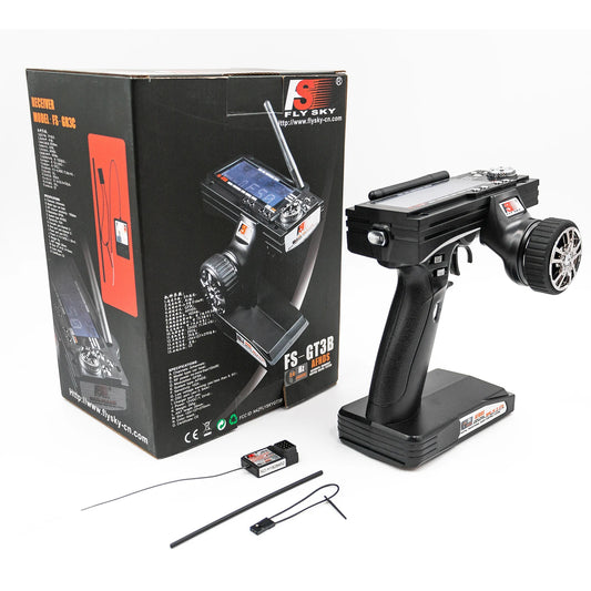 Flysky FS-GT3B 2.4GHz 3CH RC Transmitter & Receiver | Car Boat RC Radio Transmitter Peaceful Pleasures Health and Wellness FS-GT3B
