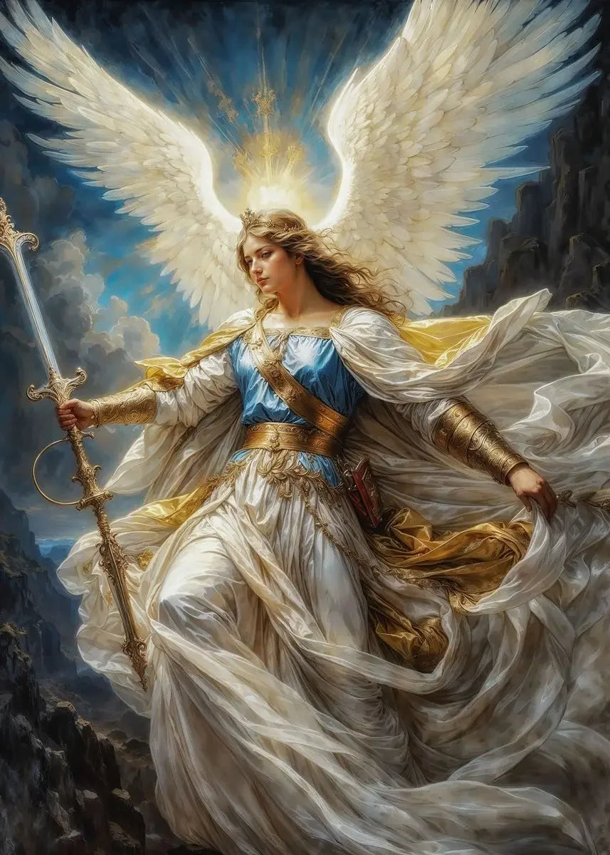 Nordic Religious Art Benevolent Portrait Of The Virgin Mary Archangel Canvas Painting, Wall Art for Living Room Home Decor Peaceful Pleasures Health and Wellness 11 40x50cm Unframed