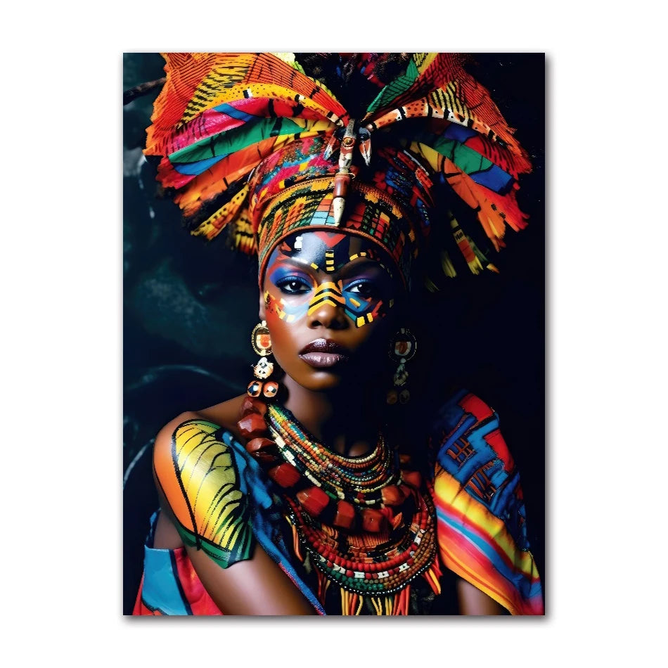 African Beauty Girl Canvas Wall Art | Modern Scandinavian Poster