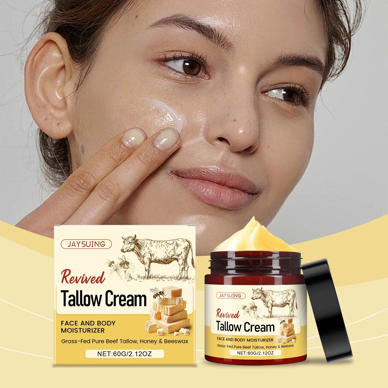 Tallow Honey Skin Moisturizing Cream Antioxidant Improve Skin Condition Repair Skin Barrier Massage Body Nourishment Body Lotion Peaceful Pleasures Health and Wellness