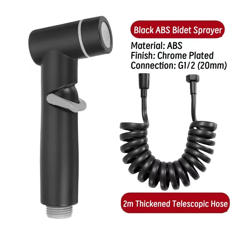 2-Pack Telescopic Handheld Bidet Sprayer Kit | Chrome ABS Spring Hose