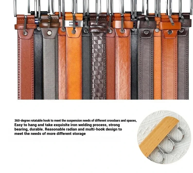 Wooden Belt Rack Women Storage Hangers for Clothes Case Home Wardrobe Accessories Supplly Scarf Organizer Men Tie Belt Hangers Peaceful Pleasures Health and Wellness