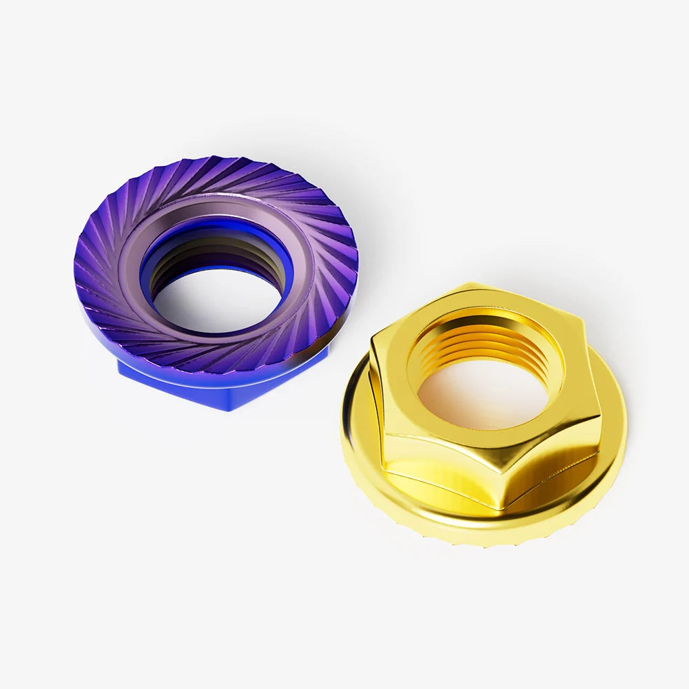 Titanium Blue Stainless Steel Flange Hex Nuts M4–M10 | 5-Pack
