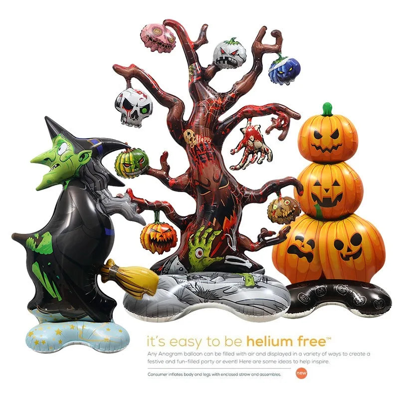 Halloween 4D Stand-Up Foil Balloon – Witch Pumpkin Dead Tree