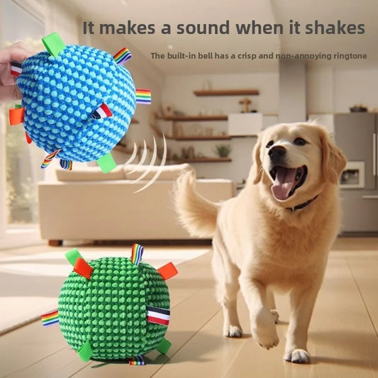 Interactive Ball Dog Toy Suitable for Chewing Training, Stress Relief, Bite Sound Resistance, Plush tug-of-war Toy Peaceful Pleasures Health and Wellness
