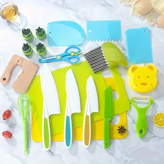 Kids Safe Plastic Knife & Cutter Set – Fruit, Cake & DIY Tools Kids Kitchen Tool Set Oasis Select