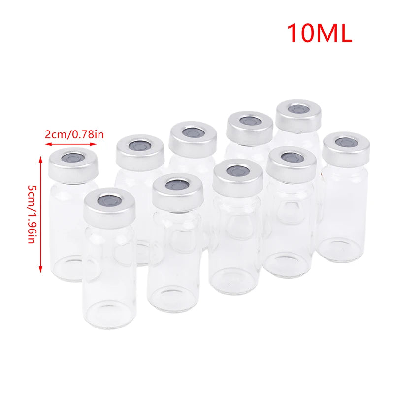 10Pcs 5/10/20ml Transparent Sealed Sample Vials Transparent Glass Vials With Self Healing Injection Port Peaceful Pleasures Health and Wellness A2-10ml