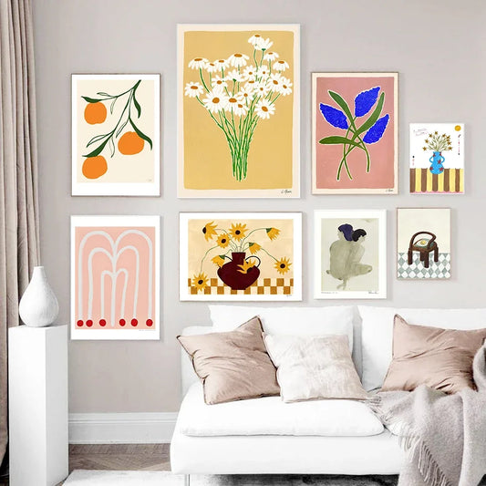 Abstract Floral Vase Canvas Wall Art | Boho Living Room Decor Canvas Wall Art Peaceful Pleasures Health and Wellness