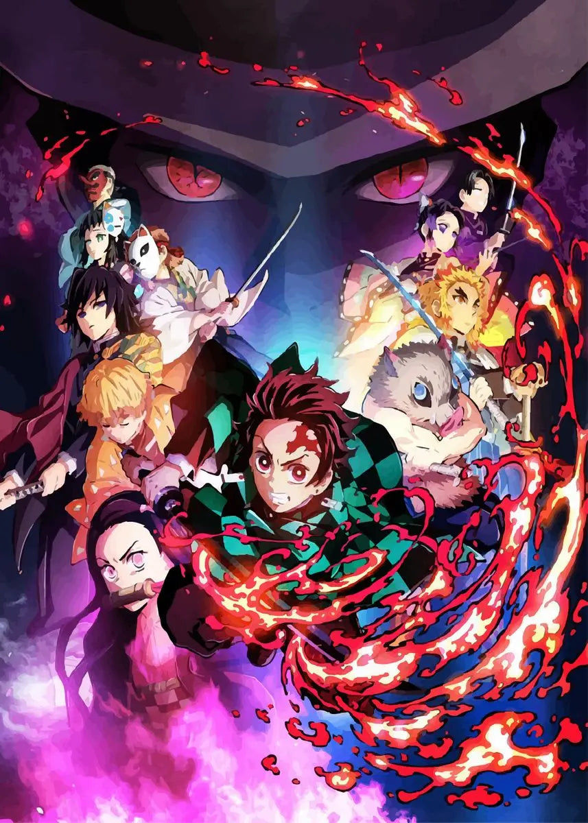 Demon Slayer Canvas Wall Art | Anime Drip Print Home Decor