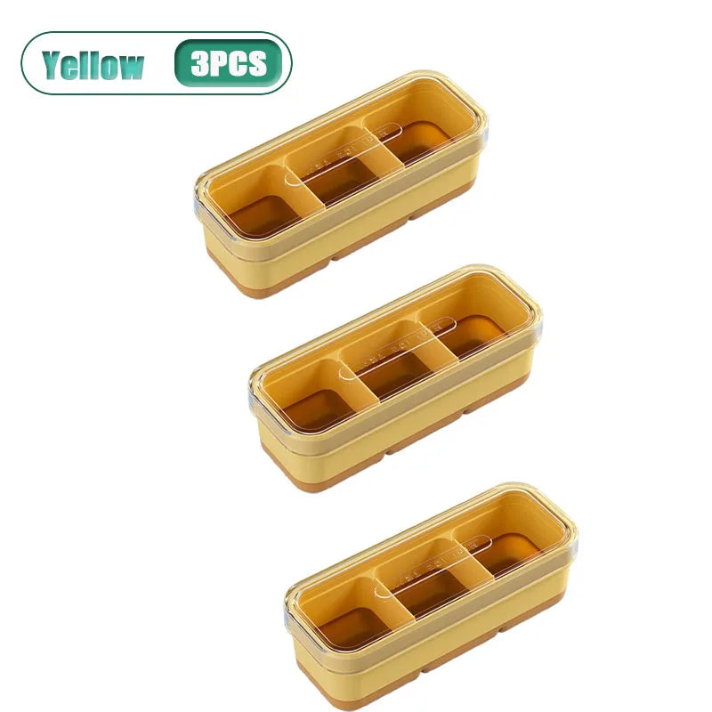 3-Compartment Silicone Ice Cube Tray with Lid – BPA Free