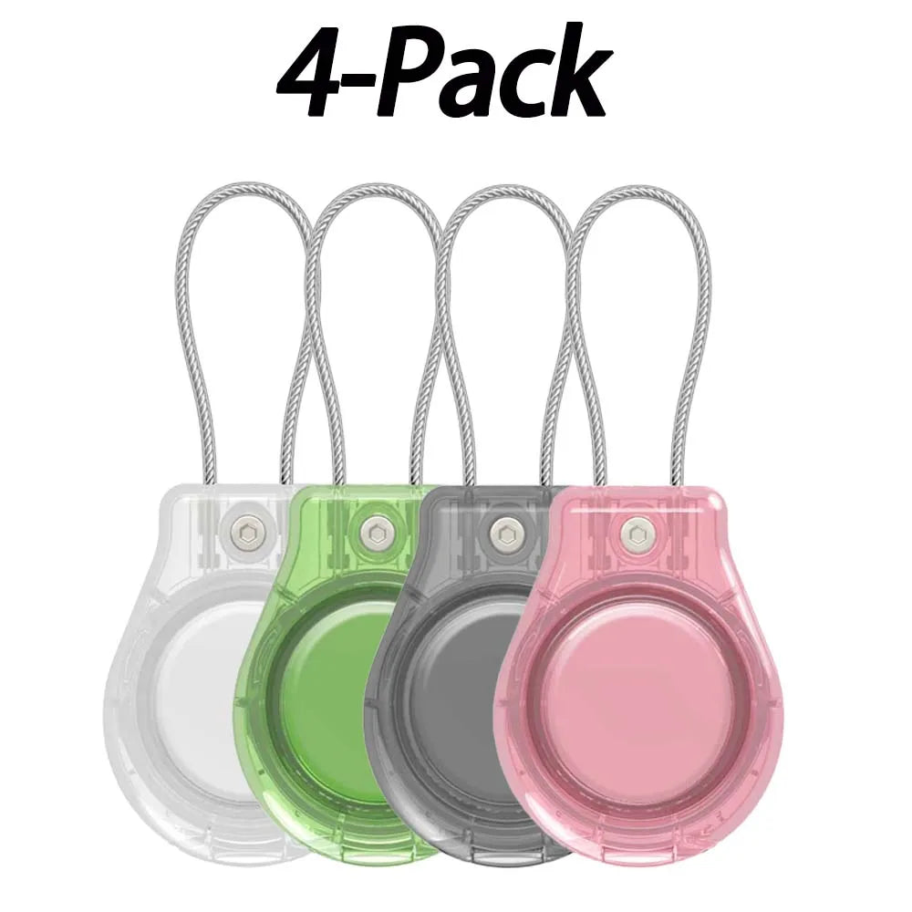 Waterproof Cover for AirTag Keychain Holder with Wire Cable Anti-Lost Tracker Accessories for Luggage Backpack Airtag Case Peaceful Pleasures Health and Wellness 4PCS