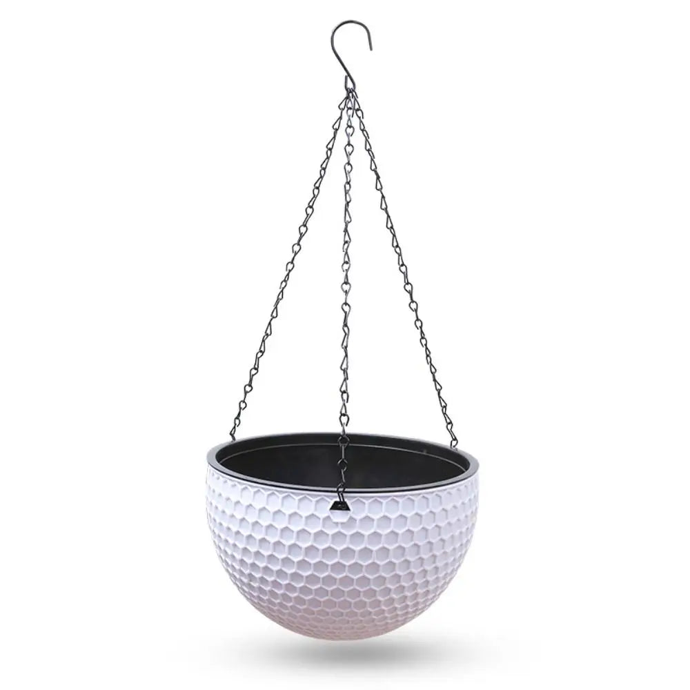 Honeycomb Hanging Flower Pot | Self-Watering with Drainer & Chain
