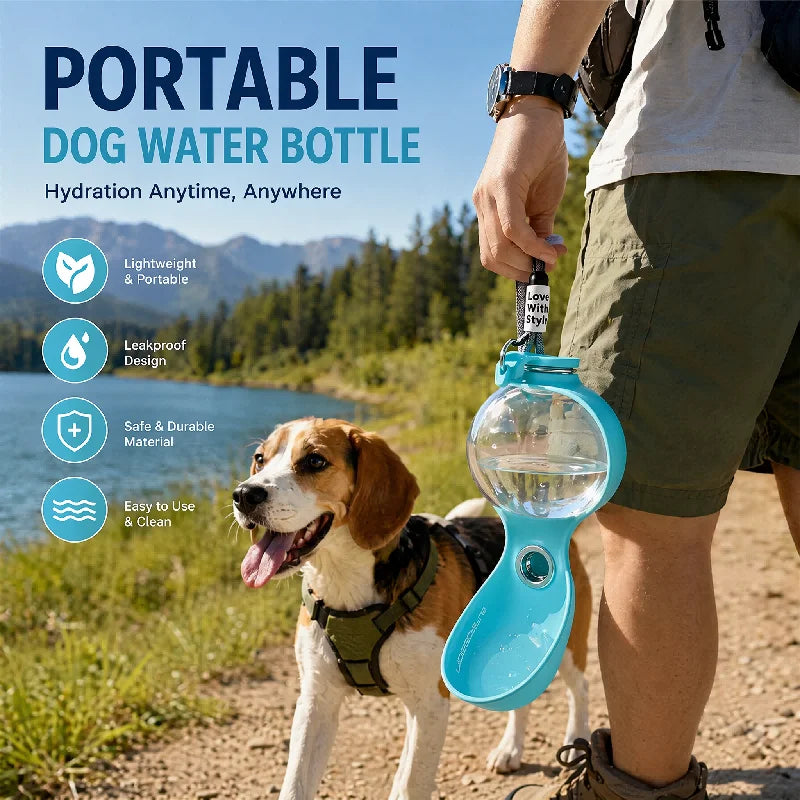 Leak Proof 2 in 1 Foldable Portable Silicone Dog Water Bottle Travel Pet Drinking Bowl with Lanyard Hook for Outside Walking Peaceful Pleasures Health and Wellness