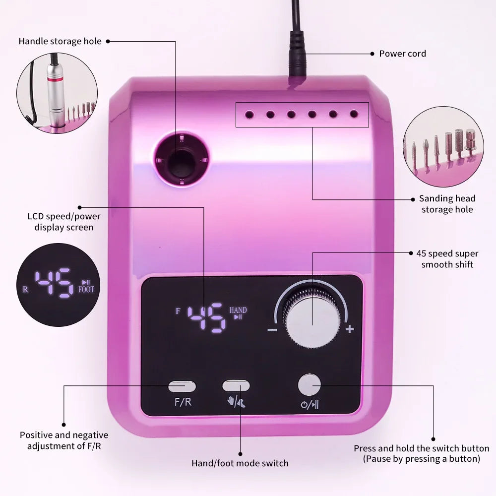 45000 RPM Electric Nail Drill Machine – Professional Grinder