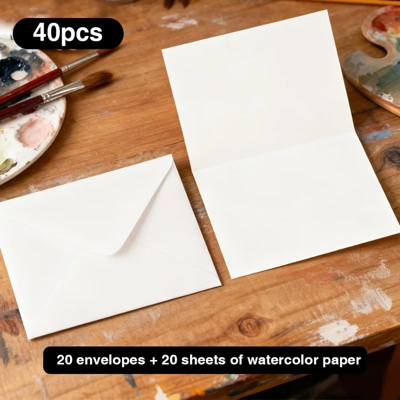 300GSM Watercolor Paper Greeting Cards 20/40pcs with Envelopes