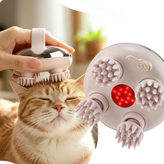 2-Speed Electric Cat Head Scratcher With 4 Claws Red Light Therapy For Scalp Massage Pet Stress Relief Handheld Hair Relaxation Peaceful Pleasures Health and Wellness