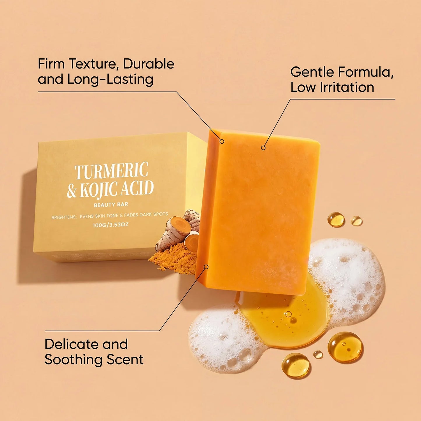 Turmeric & Kojic Acid Soap – Brightening Exfoliating Bar