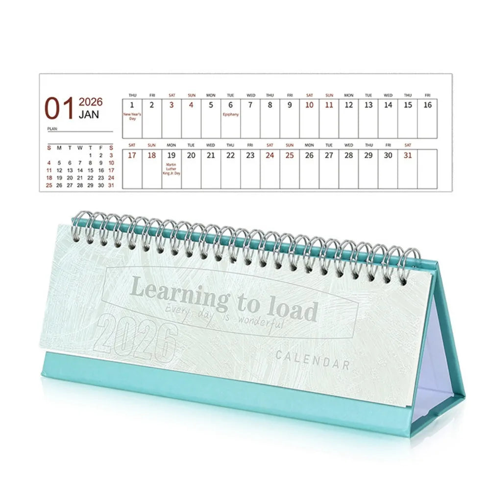 2026 Calendar Desk Calendar Portable Size Simple Style Desktop Display Desktop Decoration Monthly Planner Classroom Use Peaceful Pleasures Health and Wellness Cyan
