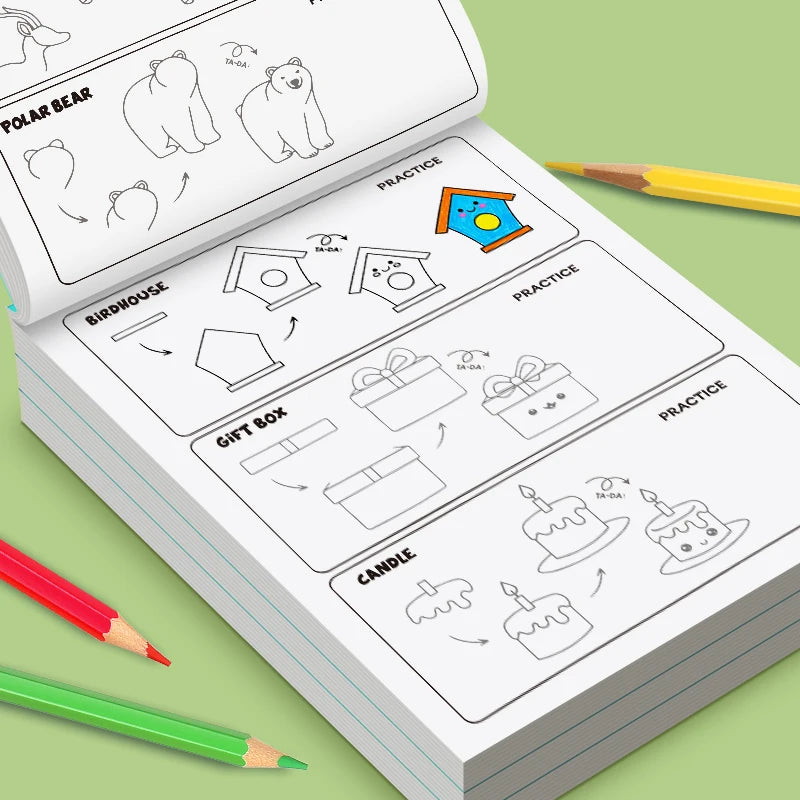 How Draw Everything Book Kids 32 Pages Step Simple Drawing Coloring