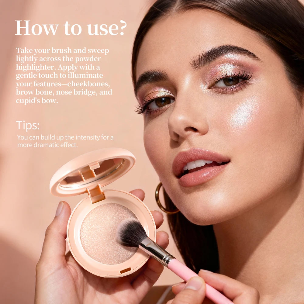 Lakerain Silken Touch Highlight Powder Smooth Texture Luminous Finish Long Lasting Makeup Waterproof Baked Highlighter Powder Peaceful Pleasures Health and Wellness