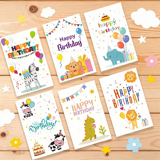 6 cards+6 Envelopes Birthday Greeting Cards English Blessings Small Peaceful Pleasures Health and Wellness