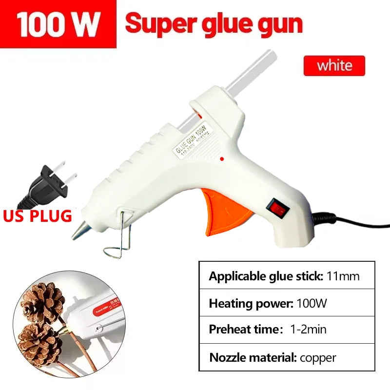 100W Hot Melt Glue Gun – 11mm DIY Craft & Repair Tool