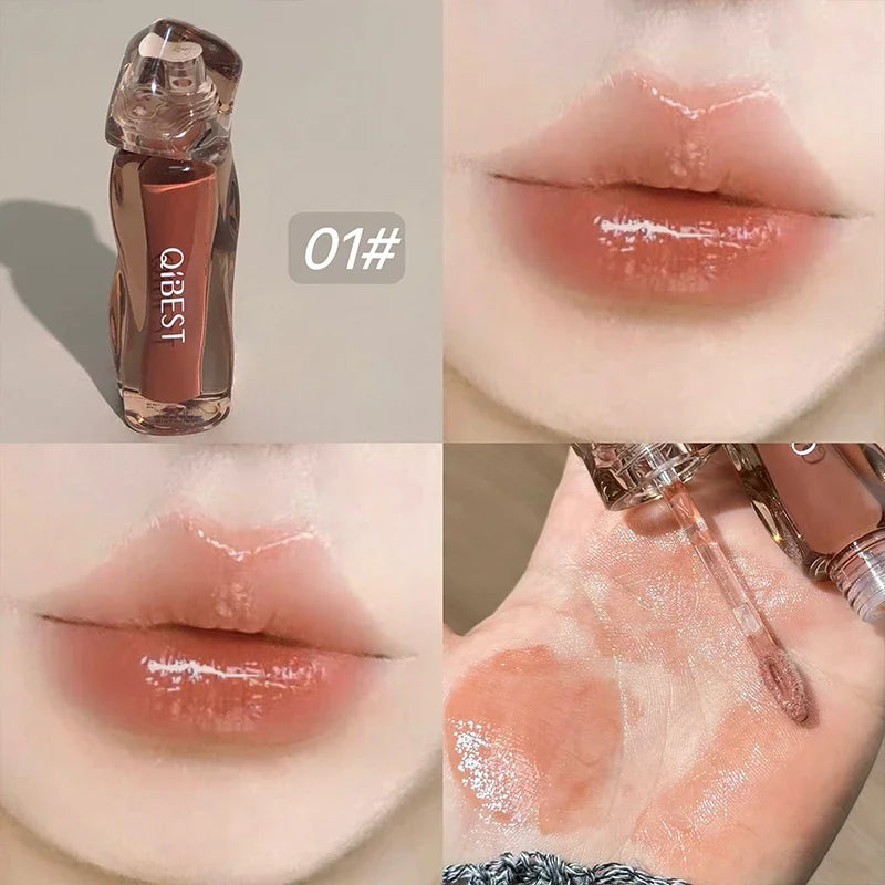 QIBEST 4 Colors Mirror Water Lip Gloss Cosmetics Long Lasting Liquid Lipstick Moisturizing Lip Tint Lip Glaze Korean Makeup Peaceful Pleasures Health and Wellness 01