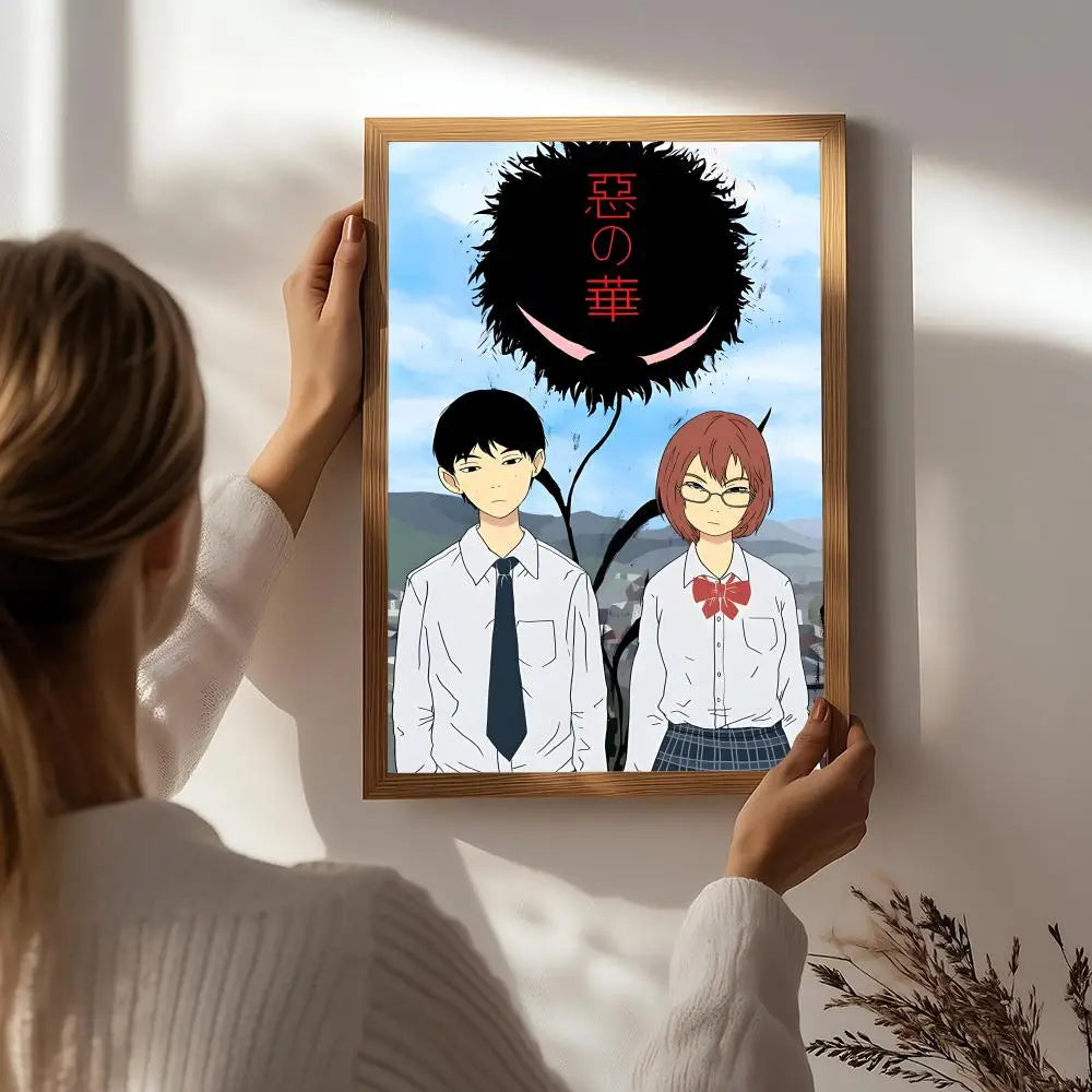 Anime T-The Flowers of Evil Poster HD Self Adhesive Waterproof Wall Art Ideal for Home Office Dorm Bedroom Great Gift Peaceful Pleasures Health and Wellness White6 50X70cmNoframe