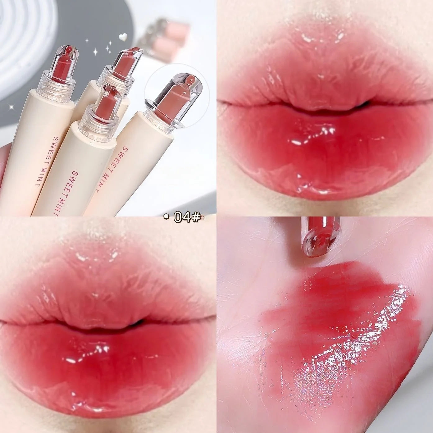 2 pcs 04 # SWEETMINT Gifts for Women Lip Oil Sets Moisturizing, hydrating, waterproof, long-lasting, glossy lip glaze Peaceful Pleasures Health and Wellness 2 pcs 04 SWEETMINT L