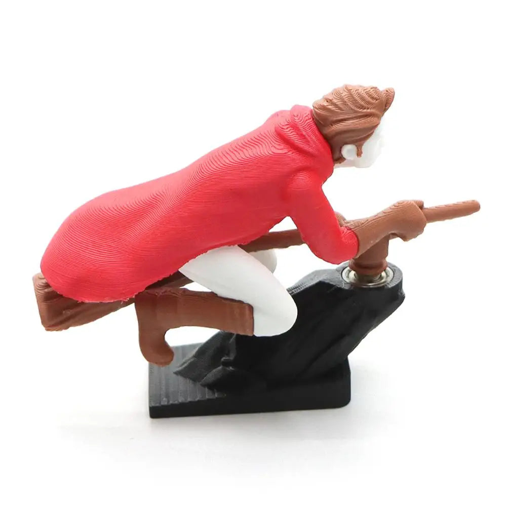 Witch Wizard Broomstick Moving Dashboard Ornament | Car Decor