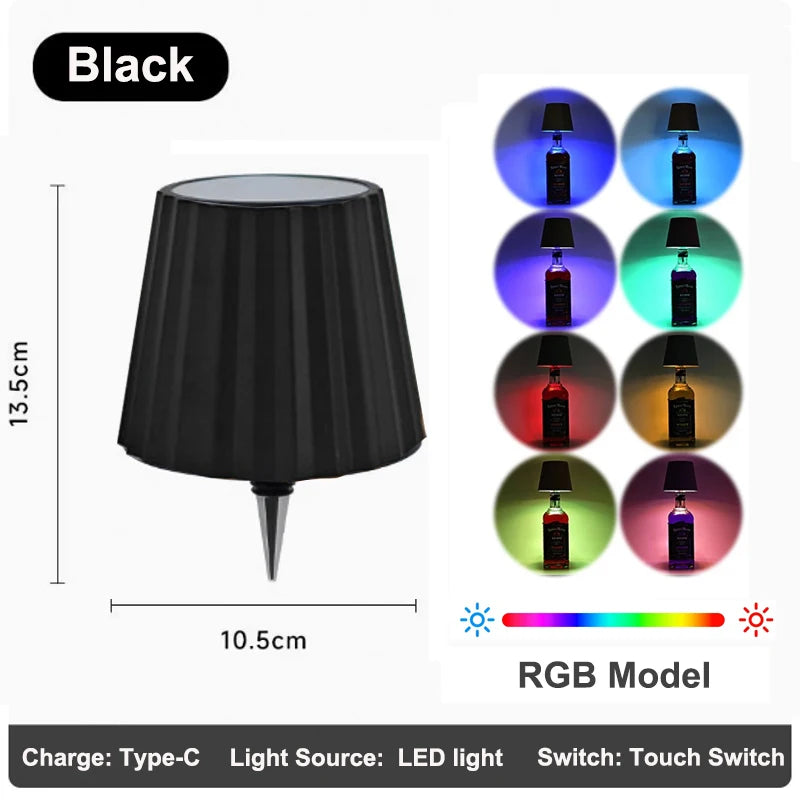 RGB Wireless Table Lamp For Wine Bottles LED Bottle Light For Outdoor Use Touch Control Ideal For Restaurant Bars Festival Party Peaceful Pleasures Health and Wellness Style D-RGB 0-5W