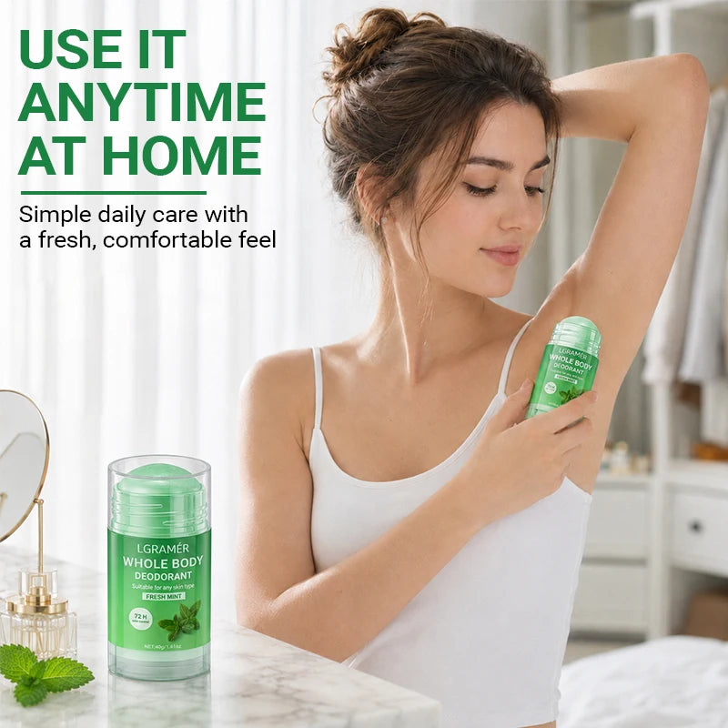 Natural Mint Whole Body Deodorant Stick,72H Odor Control,Skin-friendly,Gentle Long Lasting Underarm & Body Freshness Stick 40g Peaceful Pleasures Health and Wellness