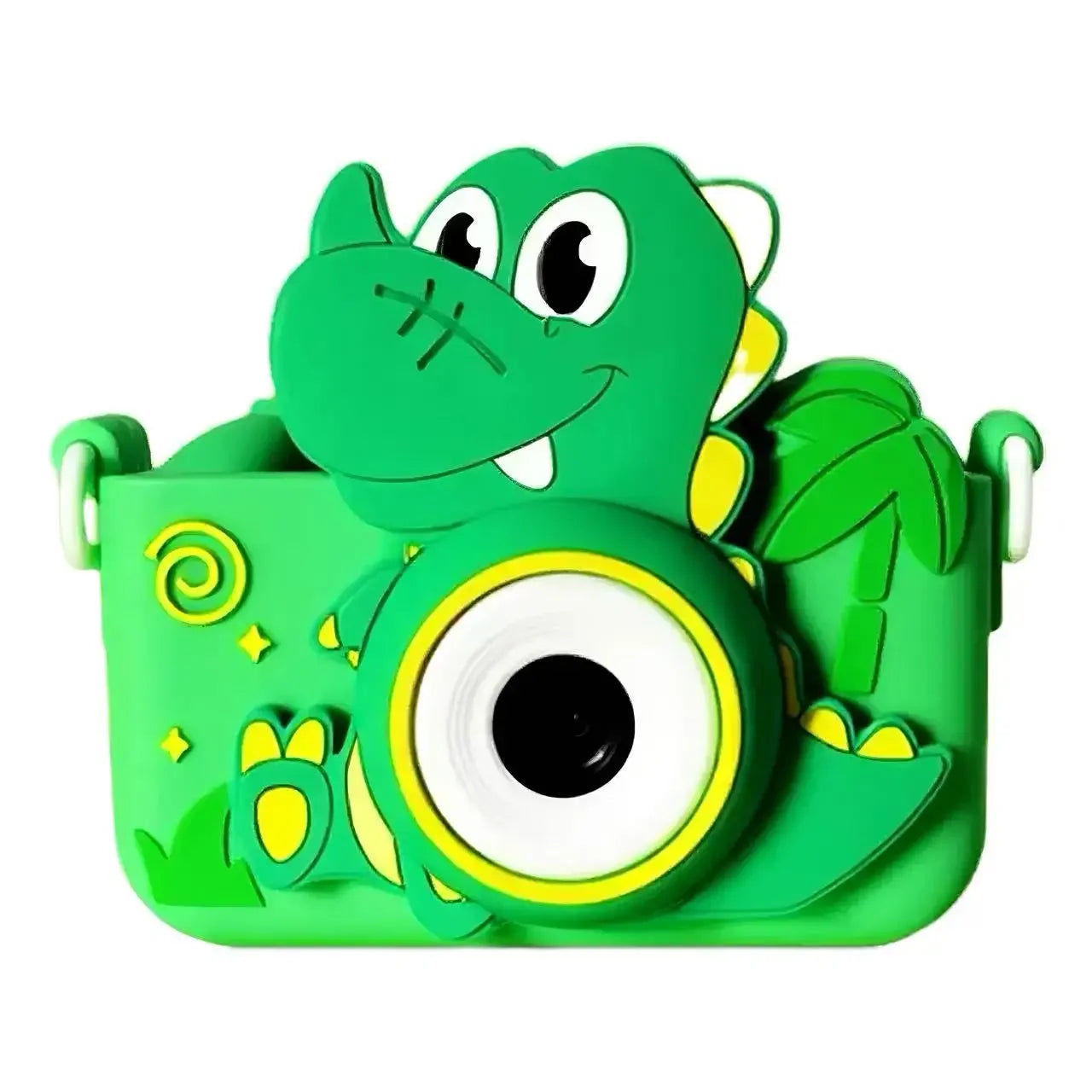 Dual Lens Kids Digital Camera Cartoon Green Dinosaur HD Shooting Video Recording 128G Portable Toy Camera Children Birthday Gift Peaceful Pleasures Health and Wellness