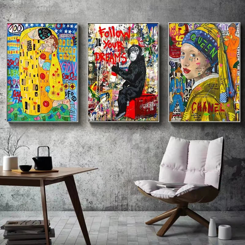 Abstract Graffiti Street Art Funny Famous Canvas Painting Posters and Print Wall Art Pictures For Living Room Home Decor Cuadros Peaceful Pleasures Health and Wellness