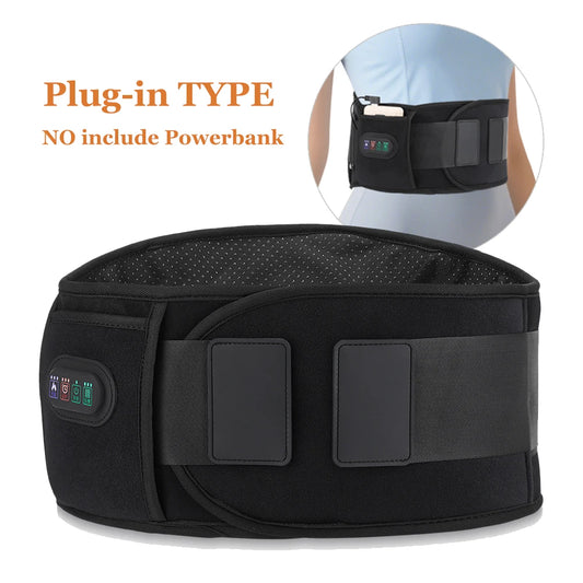 5V Plug-in Vibration Lower Back Massager Red Light Hot Compress Waist Massager Belt Portable Spine Plates Lumbar Support Brace Peaceful Pleasures Health and Wellness