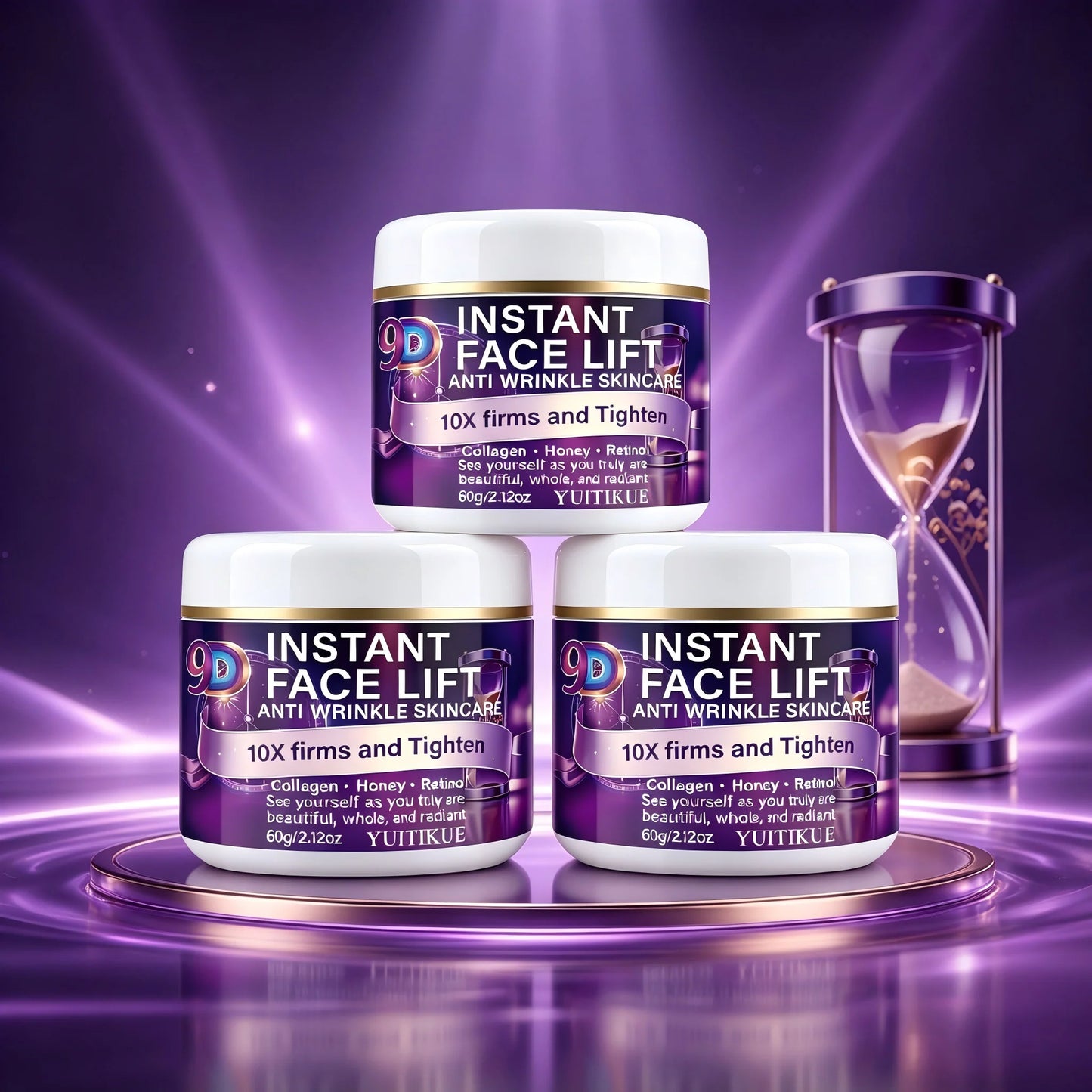 YUITIKUE 9D Instant Face Lift Anti Wrinkle Cream 60g Collagen Retinol Tightening & Hydrating Skin Care Peaceful Pleasures Health and Wellness 3pc