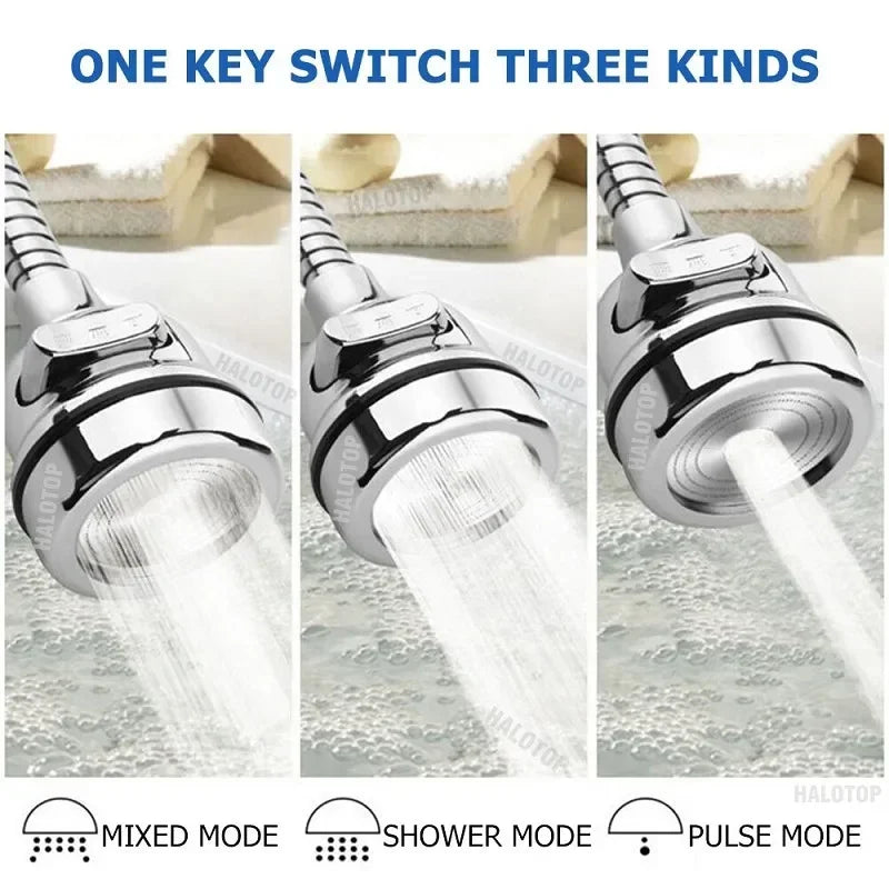 Universal Sink Faucet with 2/3 Modes 360 Degree Rotation Filter Extension Tube Shower Head Water Saving Kitchen Accessory Peaceful Pleasures Health and Wellness