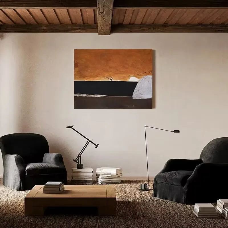 Maillard Abstract Pure Hand Drawn 3D Texture Oil Painting, Living Home Decoration, Bedroom, Dining Room, Sofa Background Wall Peaceful Pleasures Health and Wellness