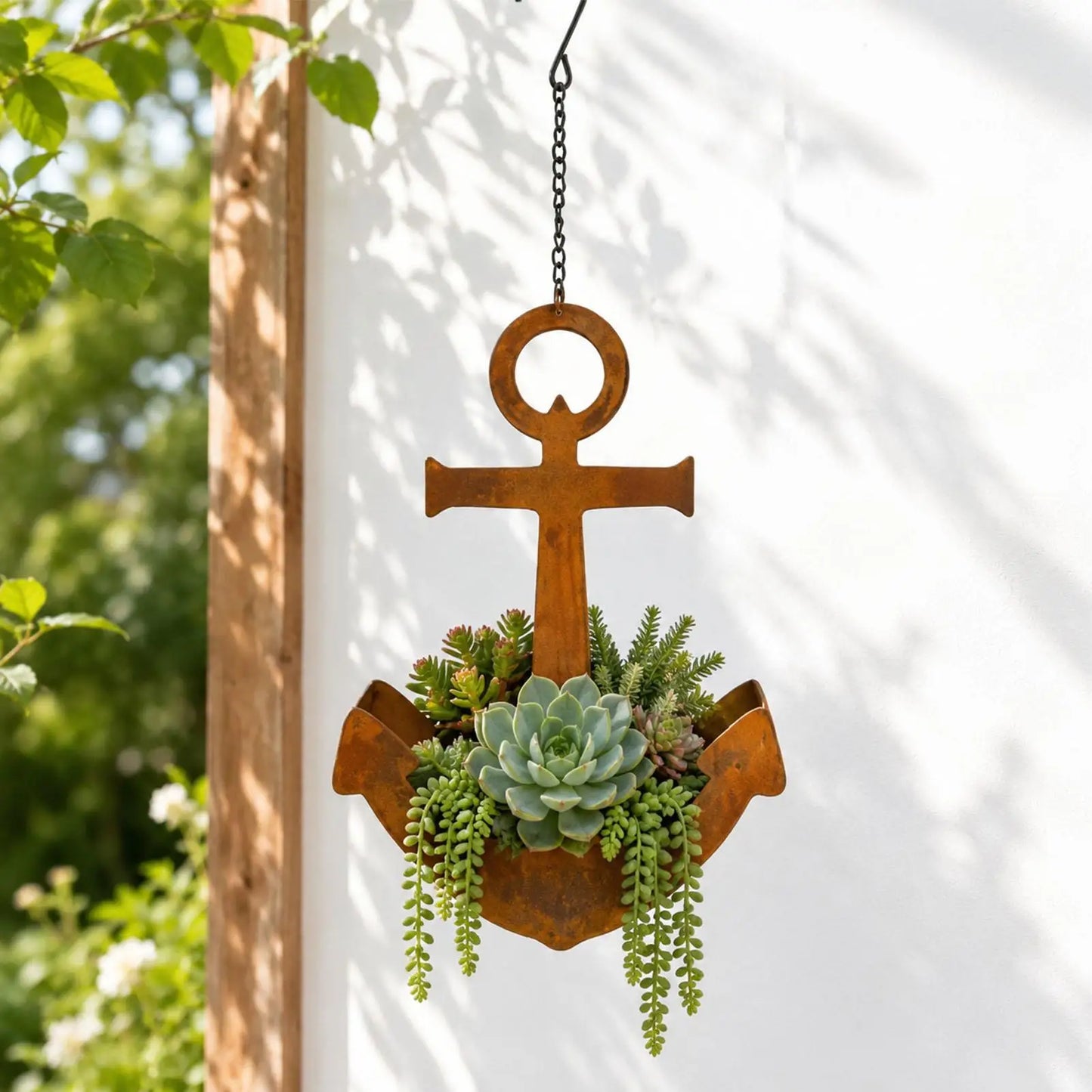 Rustic Nautical Metal Hanging Planter – Indoor & Outdoor Iron Pot