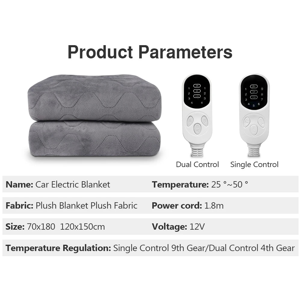 12V Cars Electric Blanket Heating Level Heated Travel Blanket for Car Outdoor Traveling Camping Pad 70x180cm/120x150cm/50x150cm Peaceful Pleasures Health and Wellness