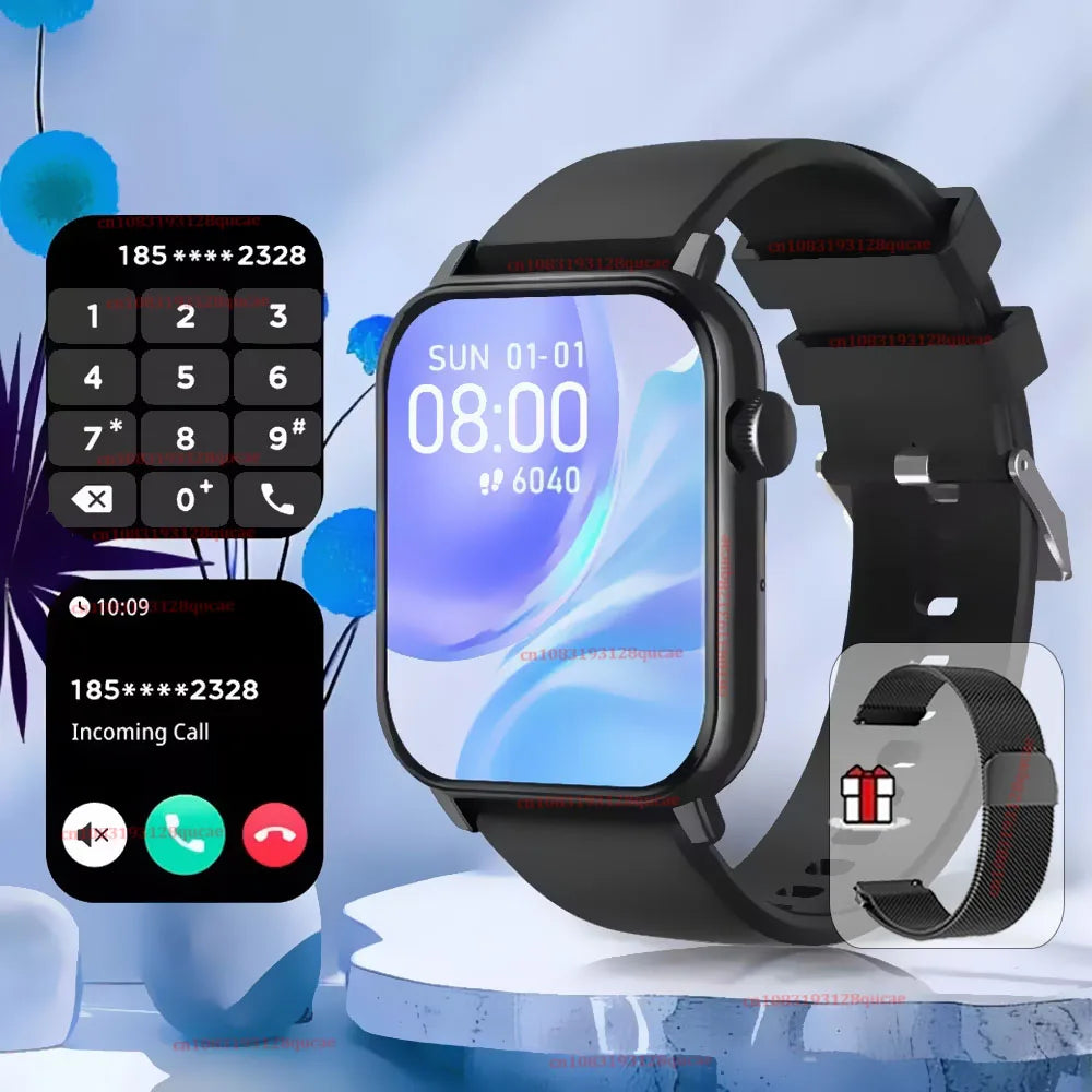 2026 New Smart Watch with Voice Calling Health Monitor IP68 Water Resistance Smart Notifications Voice Assistant Smartwatch Hw12 Peaceful Pleasures Health and Wellness Black Milan