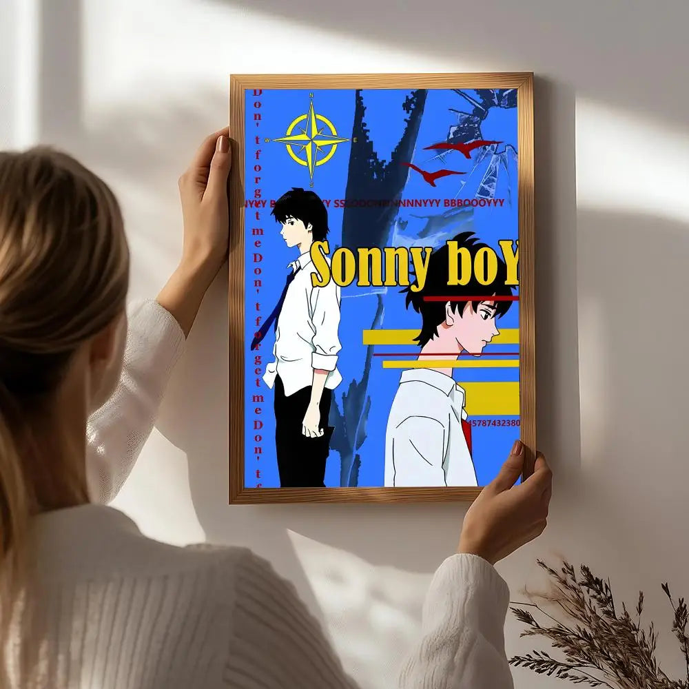 Anime Sonny Boy HD Poster – Self-Adhesive Waterproof Wall Art Anime Wall Poster Peaceful Pleasures Health and Wellness White1 50X70cmNoframe