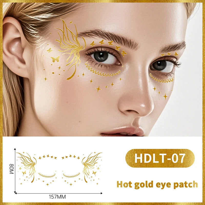 Butterfly Glitter Stickers Face Tattoo Flash Gold Temporary Metalic Tattoos Waterproof Makeup Decals For Girls Party Festival Peaceful Pleasures Health and Wellness 7