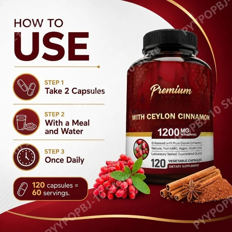 Ceylon Cinnamon Capsules | True Cinnamomum Verum | 120ct