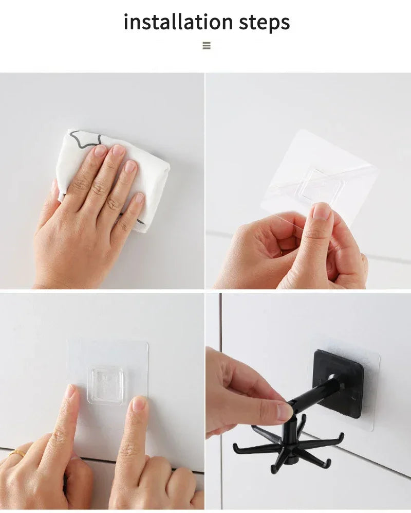 Six-Claw 360° Rotating Adhesive Wall Hook | No Drill
