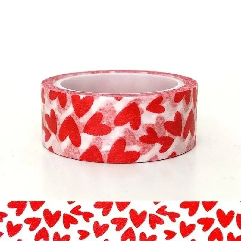1 Roll DIY Decorative Paper Craft Tape Red Love Heart Pattern