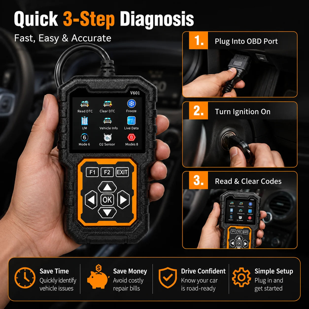 V601 OBD2 Scanner – Color Screen, Live Data & Engine Code Reader Peaceful Pleasures Health and Wellness